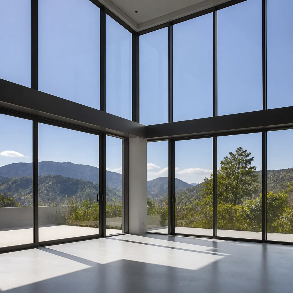 Modern floor to ceiling window installation in a contemporary home